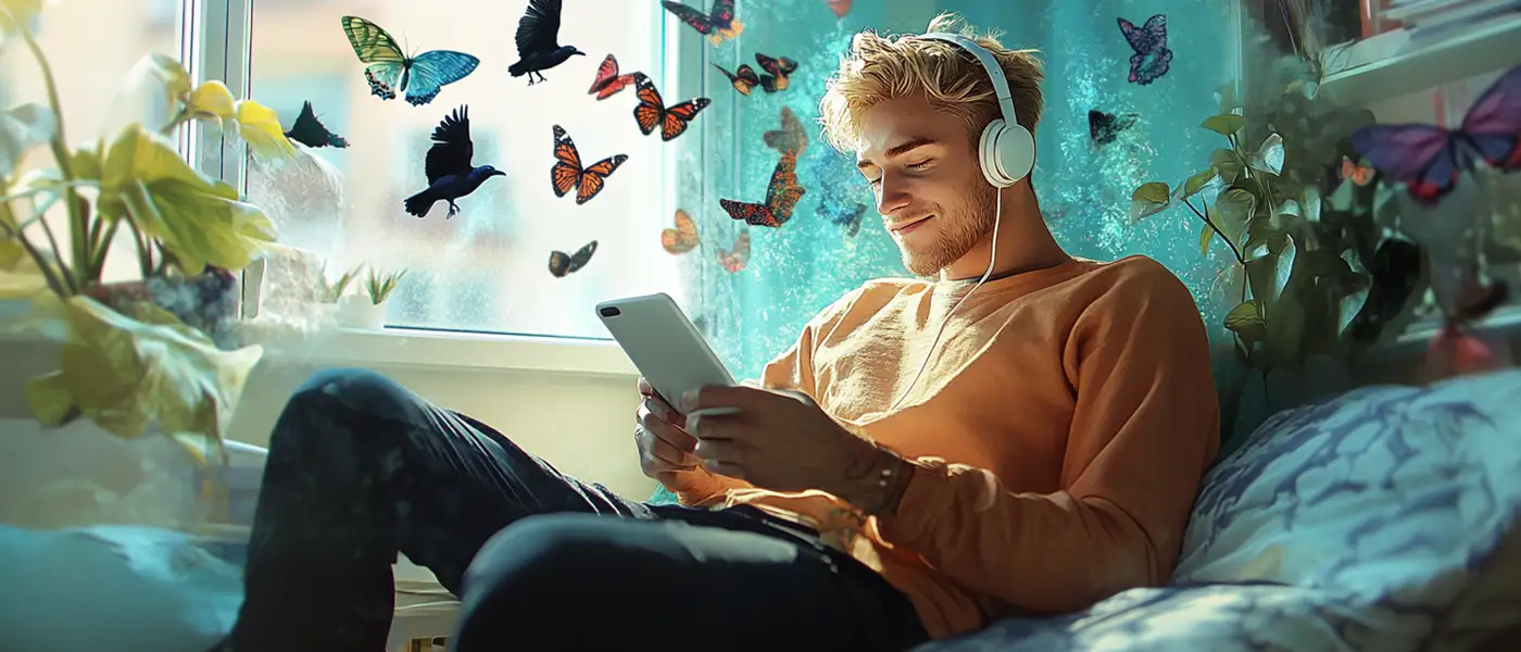 Ein Paar sitzt sich in Sesseln gegenüber und liest